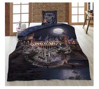 Parure de Lit Harry Potter Hogwarts, Polycoton, Housse de Couette Réversible 140x200 cm + Taie d'oreiller 65x65 cm