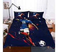 Parures de lit Football 1 Personne 3D Coupe du Monde Coup de Pied étoile Sportif Impression numérique Couleur Literie 2 Pièces (1 Housse de Couette et 1 Taie d'oreiller) (Style 4, 140 x 200 cm)