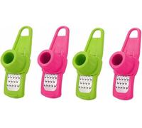 Paryou Lot de 4 mini râpes à ail et gingembre, vert et rouge, 14 cm