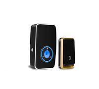【Pas besoin de batterie】Sonnette Sans Fil Étanche AURTEC Carillon électronique, Kit de Carillon avec LED Bleu, Enfichable Sonnette, 51 Mélodies, 4-Niveaux Volume avec 1 Récepteur (Noir)
