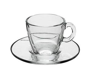 Pasabahce Aqua Service de Tasses à Café avec assiettes, Verre, Transparent, 6 pièces