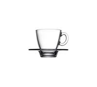 PASABAHCE Aqua Service de Tasses à Cappuccino avec Assiettes, Verre, Transparent, 6 pièces