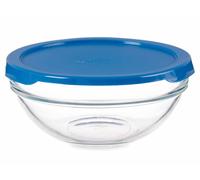 Pasabahce Boîte de Conservation Ronde avec Couvercle Bleu 595 ml Verre et Plastique 14x6x14 cm (Set de 6)