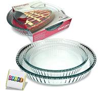 Pasabahce Borcam Plat à gratin rond en verre 2 pièces