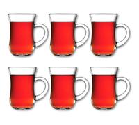 Pasabahce Keyif 55411 Lot de 6 verres à thé turcs avec anse en verre transparent 145 ml