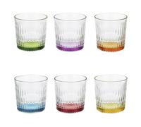 Pasabahce Lot de 6 verres Rain, verre avec fond coloré 30 ouleurs assorties, lavables au lave-vaisselle