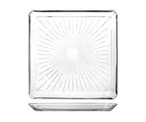 PAŞABAHÇE Madlen Plateau à gâteau carré en verre avec motif géométrique 24,1 cm