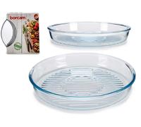Pasabahce Plat de cuisson rond en verre borosilicate transparent 32 cm, 2950 ml, compatible micro-ondes et lave-vaisselle (Set de 6)