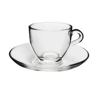 PASABAHCE Set 6 Tazzine Caffè Con Piatto Vetro Basic Arredo Tavola