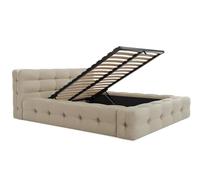 PASCAL MORABITO - lit 140 x 190 avec sommier - Lit Coffre capitonné 140 x 190 cm - Tissu chiné - Beige - LERUCO de