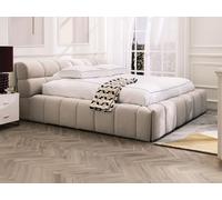 PASCAL MORABITO-Lit Coffre 160 x 200 cm - Tissu - Beige - FORVIK II de