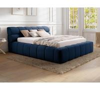 PASCAL MORABITO-Lit Coffre 160 x 200 cm - Tissu - Bleu Nuit + Matelas - FORVIK II de