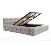 PASCAL MORABITO - Lit Coffre capitonné 140 x 190 cm - Tissu chiné - Gris Clair - LERUCO de