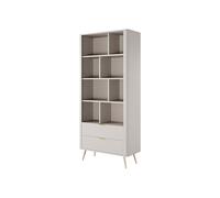 PASCAL MORABITO Vente-Unique - Bibliothéque avec 2 tiroirs et 8 niches en MDF - Beige et doré - ELONARIA II