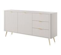 Buffet 2 portes et 3 tiroirs en MDF - Beige et doré - ELONARIA II