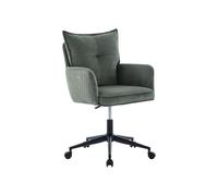 PASCAL MORABITO Vente-Unique - Chaise de Bureau - Velours côtelé - Vert et Noir - Hauteur réglable - BATARU