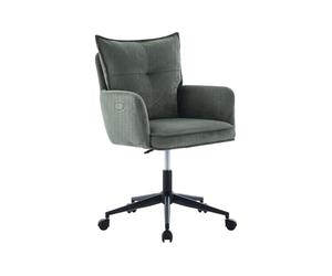 PASCAL MORABITO Vente-Unique - Chaise de Bureau - Velours côtelé - Vert et Noir - Hauteur réglable - BATARU