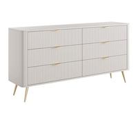 PASCAL MORABITO Vente-Unique - Commode 6 tiroirs - Beige et doré - ELONARIA II