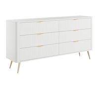 Commode 6 tiroirs - Blanc et dorï¿½ - ELONARIA