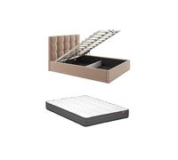 PASCAL MORABITO Vente-Unique - Lit 2 Personnes avec sommier - 180 x 200 cm - Beige - MIRDAL