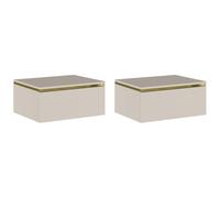 PASCAL MORABITO Vente-Unique - Lot de 2 Tables de Chevet suspendues avec 1 tiroir - Beige et doré - VUKIA