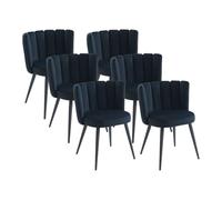PASCAL MORABITO Vente-Unique - Lot de 6 chaises en Velours et métal - Noir - PRANILA - Salle à Manger
