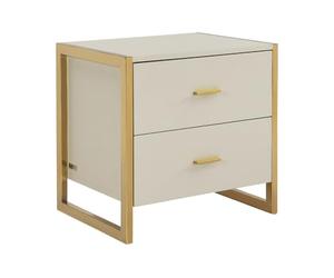PASCAL MORABITO Vente-Unique - Table de Chevet 2 tiroirs - MDF - Beige et doré - OMBRELIA