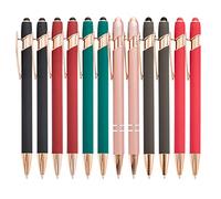 PASISIBICK Lot de 12 stylos à bille 2 en 1 avec pointe de stylet, stylet en métal pour écrans tactiles, encre noire de 1,0 mm