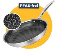 Pasper Poêle à frire Ø 20 cm - Sans & PTFE - Induction, électrique, céramique & gaz - Poêle en acier inoxydable avec revêtement anti-adhésif en nid d'abeille