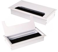 Passage-câbles de 160x80 mm, lot de 2, en aluminium, de couleur blanche