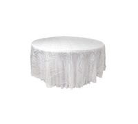 Passion Decor Nappe Ronde Jacquard Blanche - Nappe de Table Ronde Polyester Effet Satin décoré 280cm, Nappe Ronde Satinée, Décoration Table Mariage