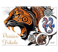 Passion Tribale (Calendrier mural 2027 DIN A4 vertical), CALVENDO calendrier mensuel: Découvrez notre incroyable collection de dessins d'animaux façon art tribal.