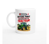PassionCadeau Mug Batterie Faible Recharger Avec Du Tracteur | Mug Drôle Agriculteur - Idée Cadeau Originale