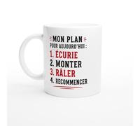 PassionCadeau Mug Équitation Mon Plan Écurie Monter Râler Recommencer | idée cadeau originale