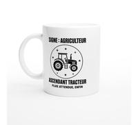 PassionCadeau Mug Signe Agriculteur Ascendant Tracteur Pluie Attendue Enfin | Mug Fun Agriculture - Idée Cadeau Originale