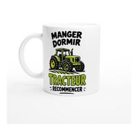 PassionCadeau Mug Tracteur Manger Dormir Tracteur Recommencer | Tasse Humour Agriculteur - Idée Cadeau Originale