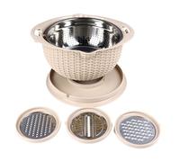 Passoire 4 en 1 avec bol à mélanger, passoires alimentaires et passoires pour cuisine, passoire rotative pour pâtes et riz, passoire de cuisine avec couvercle, trancheuse à