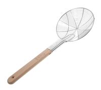 Passoire à Frites en Acier Inoxydable à Long Manche Cuisine | Maille Fine, Manche en Bois, Usage Quotidien, pour Égoutter Plats et Légumes, Nettoyage Facile, Argenté