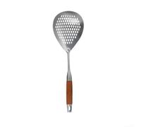 Passoire à pâtes avec poignée en bois en acier inoxydable - Pelle à nouilles à long manche pour faire bouillir l'eau - Panier passoire alimentaire 39 cm (S)