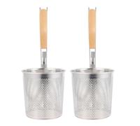 Passoire à Pâtes en Acier Inoxydable avec Poignée 2 Pièces | Perforation pour Égouttage Rapide, Usage Cuisine, Convient aux Nouilles de Riz et Raviolis, Argenté
