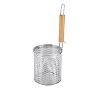 Passoire à pâtes Entonnoir épais Durable en acier inoxydable, poignée bois, panier à pâtes multifonctionnel, passoire, Gadgets de cuisine, friture(18cm)