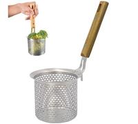 Passoire à pâtes Panier à Frites Panier à passoire à pâtes à Mailles Fines en Acier Inoxydable avec poignée en Bois pour Faire bouillir Les Aliments Spaghetti Dumpling