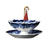 Passoire à thé en porcelaine avec base traditionnelle bleue et blanche - Filtre à pores fins pour infusion et décoration élégante