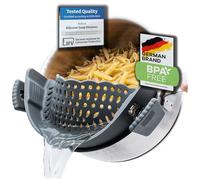 Passoire Clipsable Universelle en Silicone - Sans BPA - Demi Passoire avec Bec Verseur pour Casseroles - Gadget Cuisine Pratique pour Égoutter Pâtes et Aliments - Compacte, Tamis, Inox, Chinois