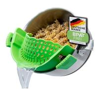 Passoire Clipsable Universelle en Silicone - Sans BPA - Demi Passoire avec Bec Verseur pour Casseroles - Gadget Cuisine Pratique pour Égoutter Pâtes et Aliments - Compacte, Tamis, Inox, Chinois