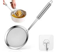 passoire cuisine de 10cm en acier inoxydable araignée cuisine antidérapante passoire inox à mailles fines ecumoire pour filtration graisse résidus cuisson friture et mijotage en cuisine