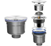 Passoire de vidange d'évier en acier inoxydable 304 avec prévention des odeurs pour cuisine de 110 mm 140 mm Argenté