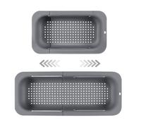 Passoire d'évier extensible - Matériau PP alimentaire - Trous de drainage efficaces - Porte-séchage rapide vaisselle (Gris foncé)