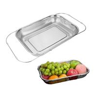 Passoire d'évier - Panier filtrant rétractable en acier inoxydable pour cuisine, égouttoir à mailles fines et polyvalentes, passoire pour pâtes, riz, fruits, légumes, blanchisserie, 40,5 x