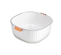 Passoire double pour fruits et légumes avec poignées - Maille fine micro-perforée pour baies, riz, quinoa - Passe au lave-vaisselle - En plastique - Blanc (B)